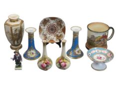 EASTERN, ENGLISH & EUROPEAN CABINET PORCELAIN & POTTERY - a quantity to include a pair of Royal
