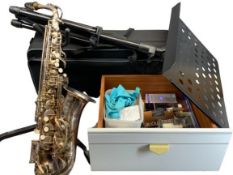 SAXOPHONE BY ARTENI (A1) - with associated items, stand, case, ETC