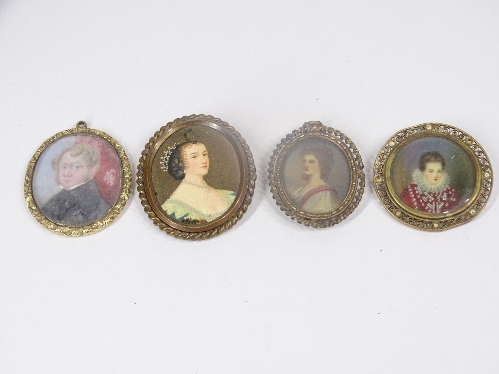 18TH & 19TH CENTURY PORTRAIT MINIATURES (4) - all having gilt metal frames to include a circular - Image 2 of 2