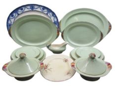 BOOTHS ART DECO DINNERWARE, 20 pieces along with a large Blue & White meat platter and one other