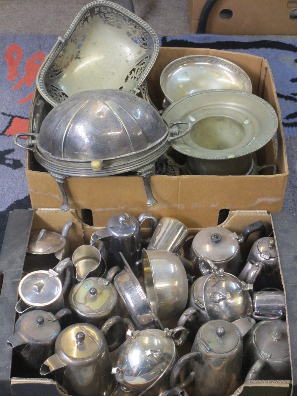 EPNS HOTEL TEAWARE, bacon server, wine cooler and other plated ware items, within 2 boxes - Image 2 of 2
