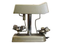 COINAGE WEIGHING SCALES & WEIGHTS - 37cms H, 36cms L