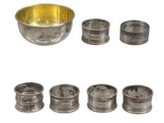 CHESTER, DUBLIN & BIRMINGHAM HALLMARKED SMALL SILVER - 7 items to include Chester 1933 gilt lined