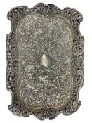 VICTORIAN EMBOSSED SILVER TRAY - Birmingham 1896, Maker Henry Matthews, 10.8ozt, 30 x 20cms