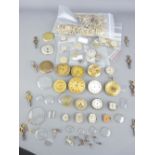 COLLECTION OF POCKET & WRISTWATCH PARTS - watch keys and strap buckles