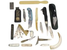 JOSEPH HAYWOOD & CO BRASS FLEAM, various vintage and later pocketknives and other collectables to