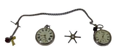 VICTORIAN CHESTER SILVER CASED SINGLE FUSEE POCKET WATCHES (2), the first example 1873 with white