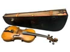 ANTIQUE VIOLIN - label to the interior 'Giovan Paolo Maggini, Brescia 1636', with a hard case