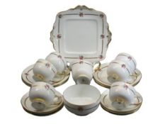 PARAGON FINE BONE CHINA 21 PIECE TEASET - with gilt and floral decoration