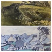 SIR KYFFIN WILLIAMS RA print - farmstead, 13 x 19cms and KEITH ANDREW limited edition print (120/