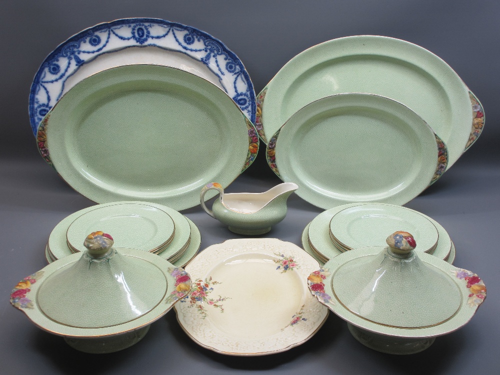 BOOTHS ART DECO DINNERWARE, 20 pieces along with a large Blue & White meat platter and one other - Image 2 of 5