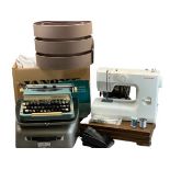 IMPERIAL GOOD COMPANION ALUMINIUM CASED TYPEWRITER, Janome sewing machine with pedal, a contemporary