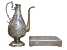 PERSIAN/IRANIAN SILVER - two items including a bottle shaped jug on circular pedestal base with