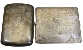 BIRMINGHAM SILVER CIGARETTE CASES (2) - a semi-curved back example dated 1917, Maker Horace Woodward