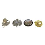 VICTORIAN GRAND TOUR MICRO MOSAIC BROOCH, two further costume jewellery brooches and a French