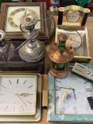 SEIKO WALL CLOCK and an assortment of others, also, EPNS candelabra, work box, ETC