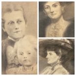 B HAMILTON FALL/B.GALL ?? charcoals (3) - circa 1909 portraits, signed, 80 x 60cms