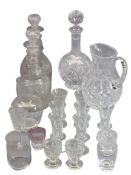 VINTAGE & LATER GLASSWARE GROUP to include stoppered decanters, cut glass water jug, mixed