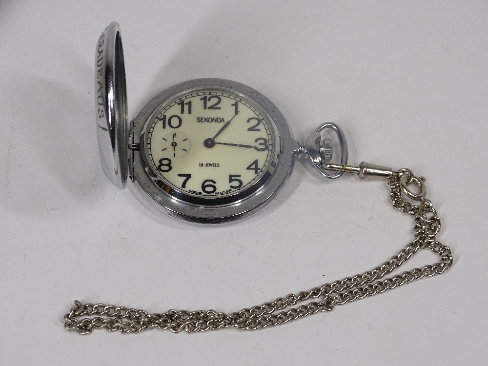 VINTAGE & LATER POCKET & WRISTWATCHES with a Wedgwood silver mounted pendant necklace, the chrome - Image 4 of 5