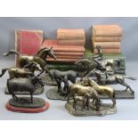 COMPOSITION BRONZED EFFECT HORSE FIGURINES (7), six volumes A Popular History of The Great War and