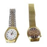 BULOVA ACCUTRON GENTLEMAN'S WRISTWATCHES (2), tuning fork dial set with baton markers and date
