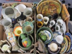 COLOURFUL, ADVERTISING & DECORATIVE JUGS, plaques, Toby jugs, ETC (within 2 boxes)