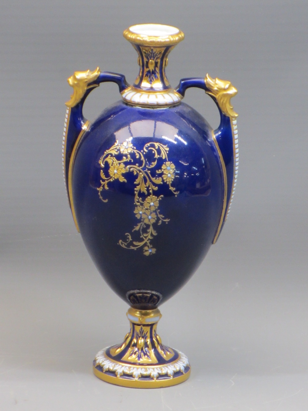 ROYAL WORCESTER PORCELAIN TWO-HANDLED VASE - with fruit decorated panel signed 'Richard Sebright', - Image 3 of 4