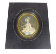 CIRCA 1820 OVAL PORTRAIT MINIATURE ON IVORY SLIP - probably English depicting a classically