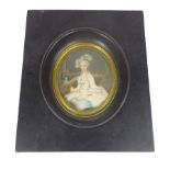 CIRCA 1820 OVAL PORTRAIT MINIATURE ON IVORY SLIP - probably English depicting a classically