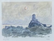 SIR KYFFIN WILLIAMS RA coloured limited edition print 47/750 - Llanddwyn Lighthouse Anglesey at