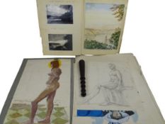 MIXED COLLECTABLES GROUP - a small portfolio of original artwork, artist unknown, a personal