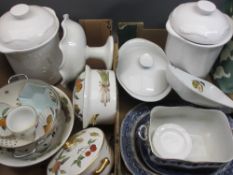 ROYAL WORCESTER EVESHAM & OTHER TABLEWARE & CONTAINERS along with a small quantity of Blue & White