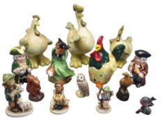 FIGURAL & ANIMAL ORNAMENTS GROUP to include Hummel figurines, Beswick birds, comical chicken