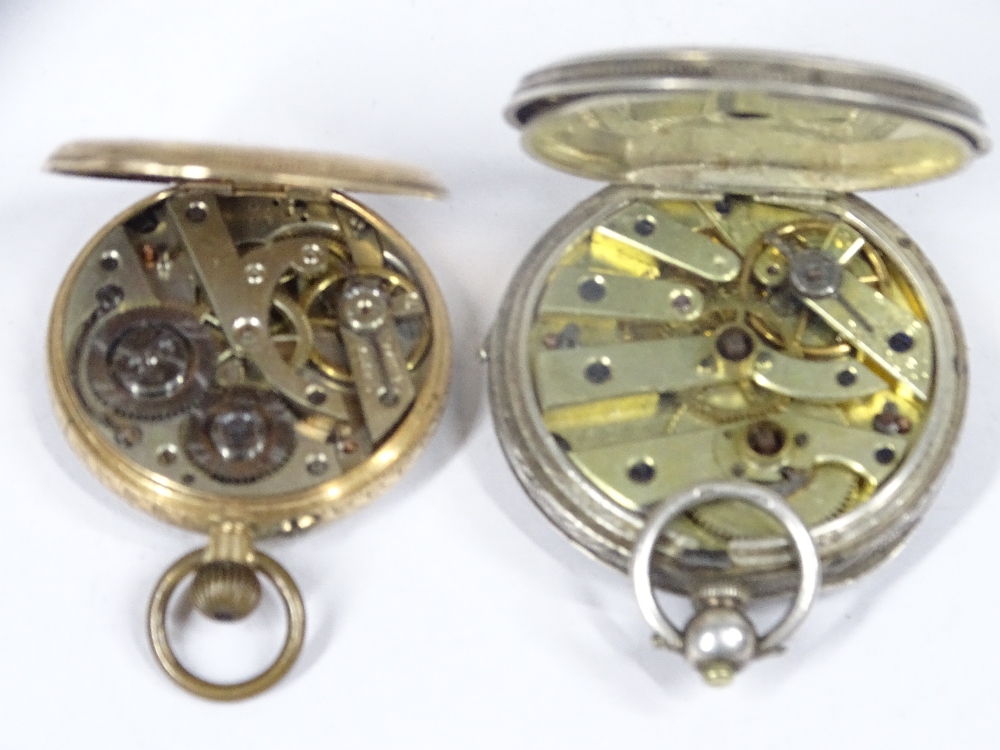 9CT, SILVER CASED LADY'S FOB WATCHES (2) along with a steel cased buttonhole watch, all have - Image 3 of 3