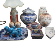 VINTAGE & LATER CHINESE & JAPANESE CERAMICS & ORNAMENTAL WARE to include a pair of Kutani bottle