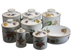 ROYAL WORCESTER EVESHAM - 8 pieces comprising four large, lidded provision containers, one medium