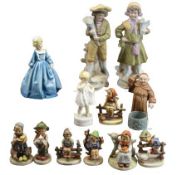 VICTORIAN BISQUE, ROYAL WORCESTER & HUMMEL FIGURINES GROUP - the Worcester figurines titled 'Only