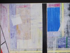 PAUL LUCKOCK oils on paper (2) - entitled 'Black Band' and 'Blue Pentagon', 25 x 35cms and '
