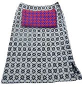 WELSH LABEL 1970s BLACK & WHITE WOOLLEN TAPESTRY SKIRT and a length of similar style red and blue