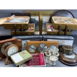 MISCELLANEOUS ASSORTMENT - to include barometers, concertina haberdashery box and contents, First