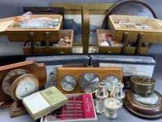 MISCELLANEOUS ASSORTMENT - to include barometers, concertina haberdashery box and contents, First