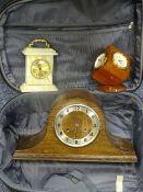 VINTAGE & LATER MANTEL CLOCKS (3) - in a modern canvas wheeled suitcase