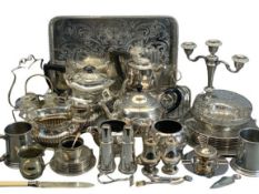 EPNS 3 PIECE TEASETS (2), other plated ware, silver bud vase, pewter tankards, ETC, a good mixed