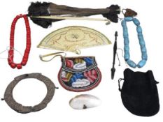 VICTORIAN & LATER LADY'S ACCESSORIES - a mixed group to include a parasol with carved ivory