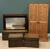 BEDROOM FURNITURE - three piece ensemble to include a pair of narrow two drawer chests and a