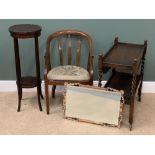 FURNITURE ASSORTMENT - tapestry seated tub chair, two tier mahogany plant stand, two tier barley