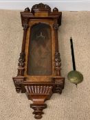 VIENNA WALL CLOCK CASE - antique walnut, crossbanded with pendulum (no movement or weights),