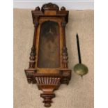 VIENNA WALL CLOCK CASE - antique walnut, crossbanded with pendulum (no movement or weights),