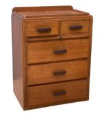 MID CENTURY TYPE CHEST of two over three long drawers with a central slider, 93cms H, 69cms W, 47cms