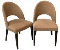 MODERN DESIGNER UPHOLSTERED DINING CHAIRS, 90cms H, 51cms W, 40cms D, a pair